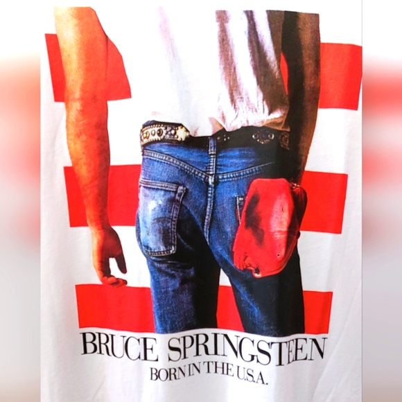 New In  Bruce Springsteen 'Born In The USA' White Tshirt with Track List on Back - Picture 1 of 6